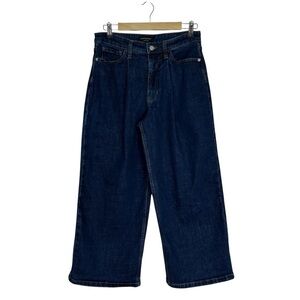 Banana Republic Cotton Blend Dark Wash HighRise Pleated Wide Leg Crop Jeans 28/6